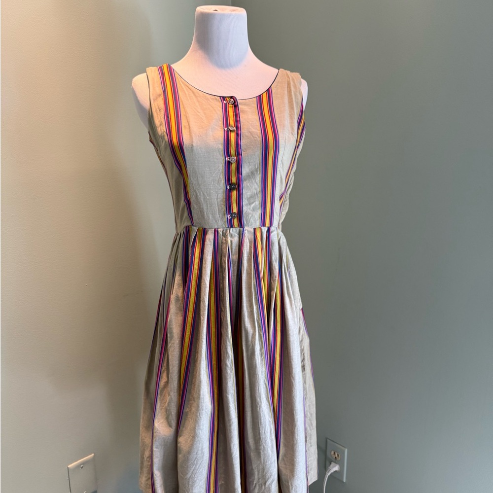 Vintage Striped Sleeveless Dress